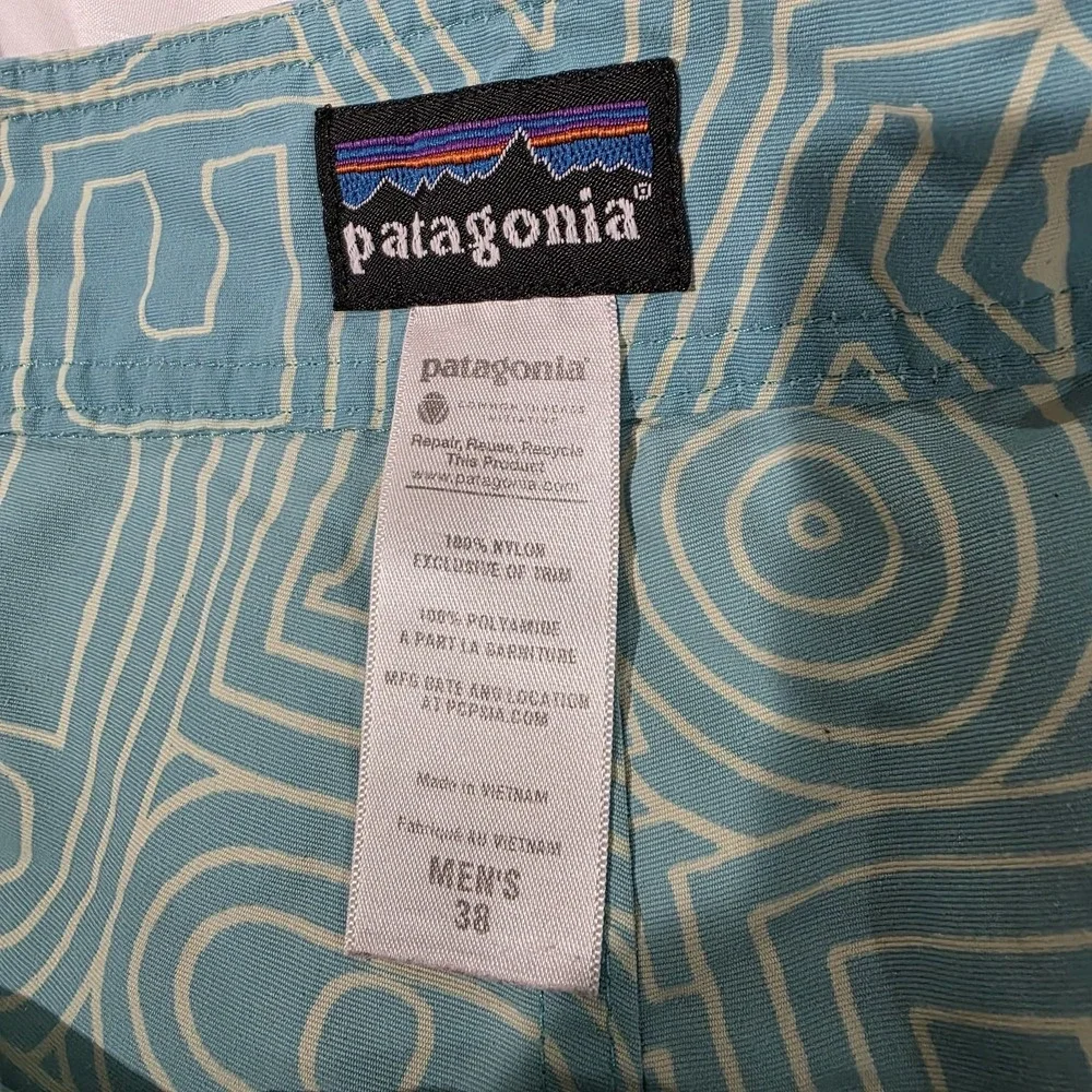 Patagonia Wavefairer Mens Board Shorts Size 38 Blue‎ Summer Beach Swim